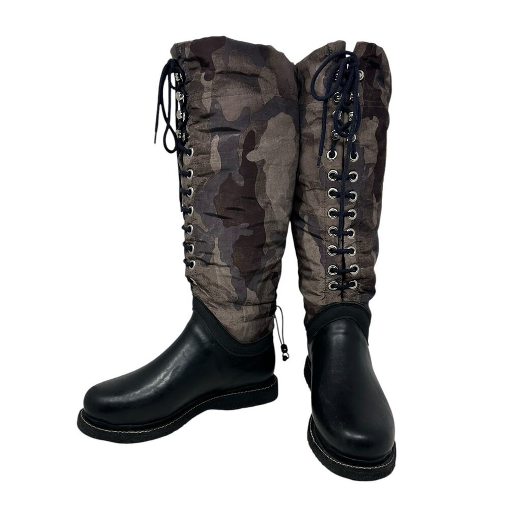 Ilse Jacobsen soft rubber brown camouflage boots size 7.5